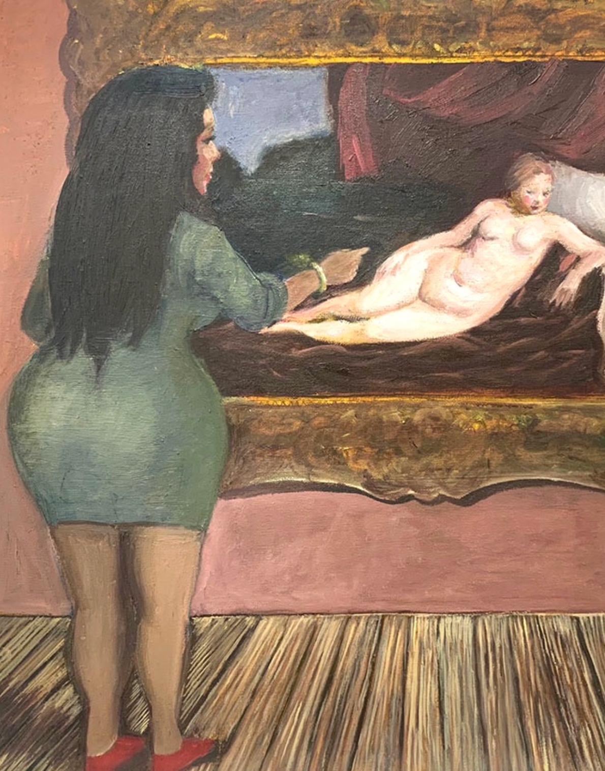 Kim Kardashian looking at a Renaissance painting
